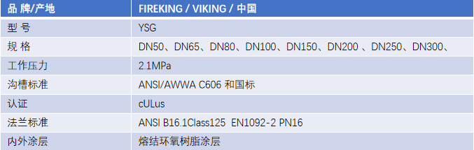 FM认证viking 威景YSG型过滤器DN300